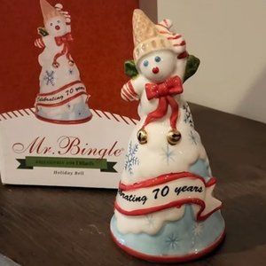 Mr. Bingle 2018 Fitz and Floyd Holiday Bell porcelain snowman NEW in box